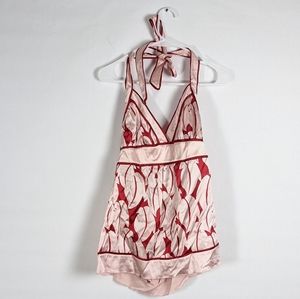 NWT bebe silk halter top pink and red
